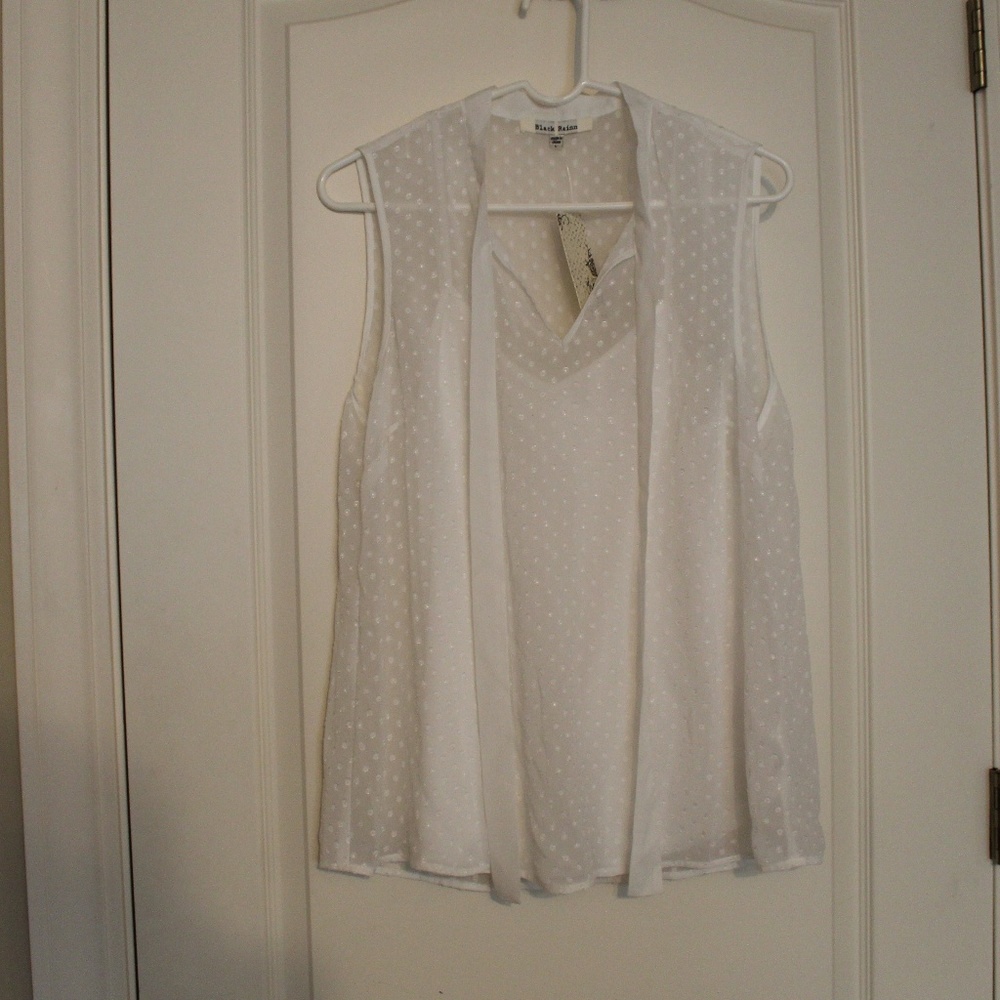 Flowy Polka Dot White Top